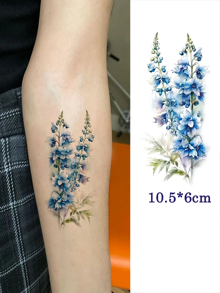 Waterproof Temporary Tattoo Sticker Japanese Ukiyoe Fan Tatto Men Sexy Flower Body Art Festival Fake Tatoo Lavender for Women