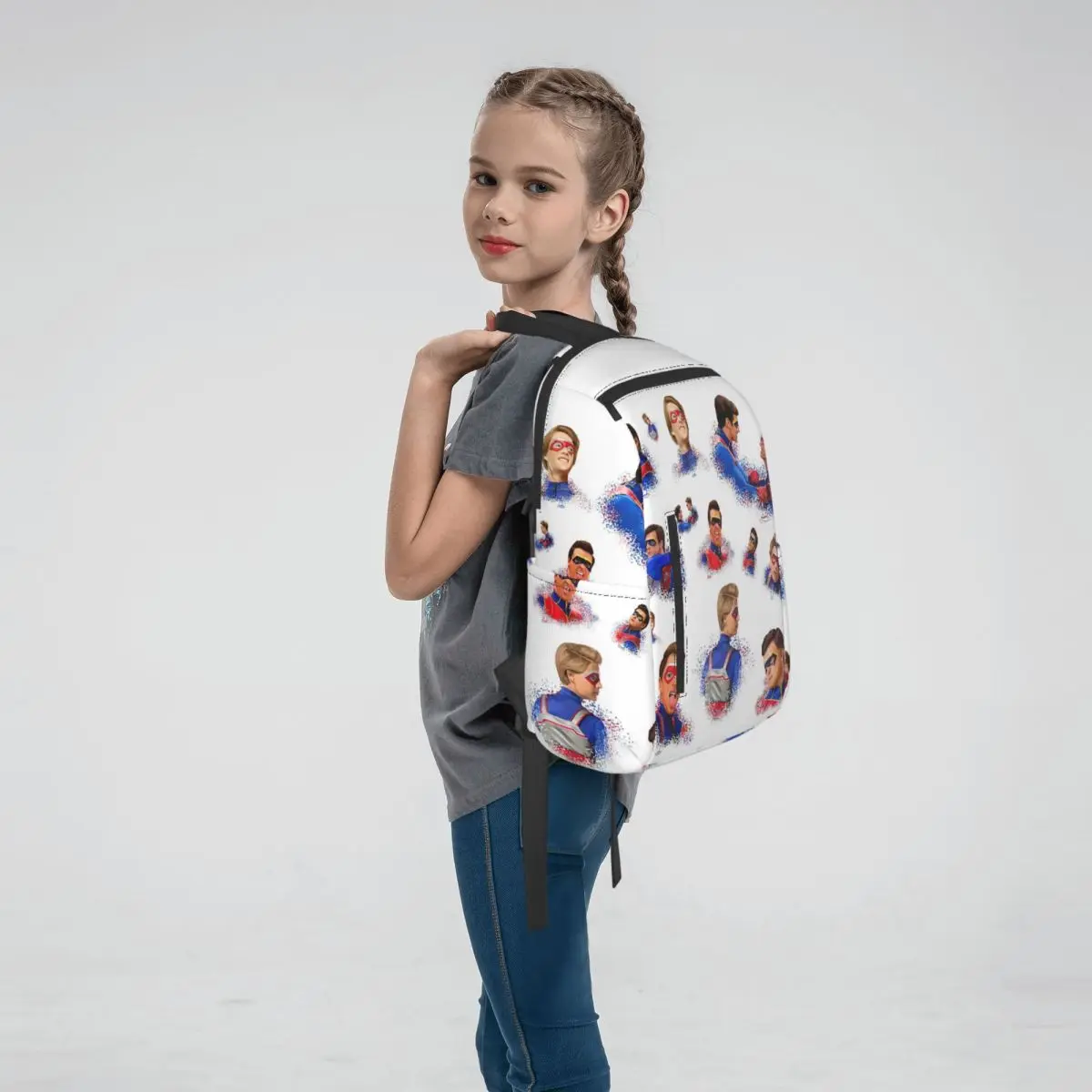 Captain Man And Kid Henry Danger Drawing Backpack Daypack Boys Girls BookBag School Bag Shoulder Bags for Men Women