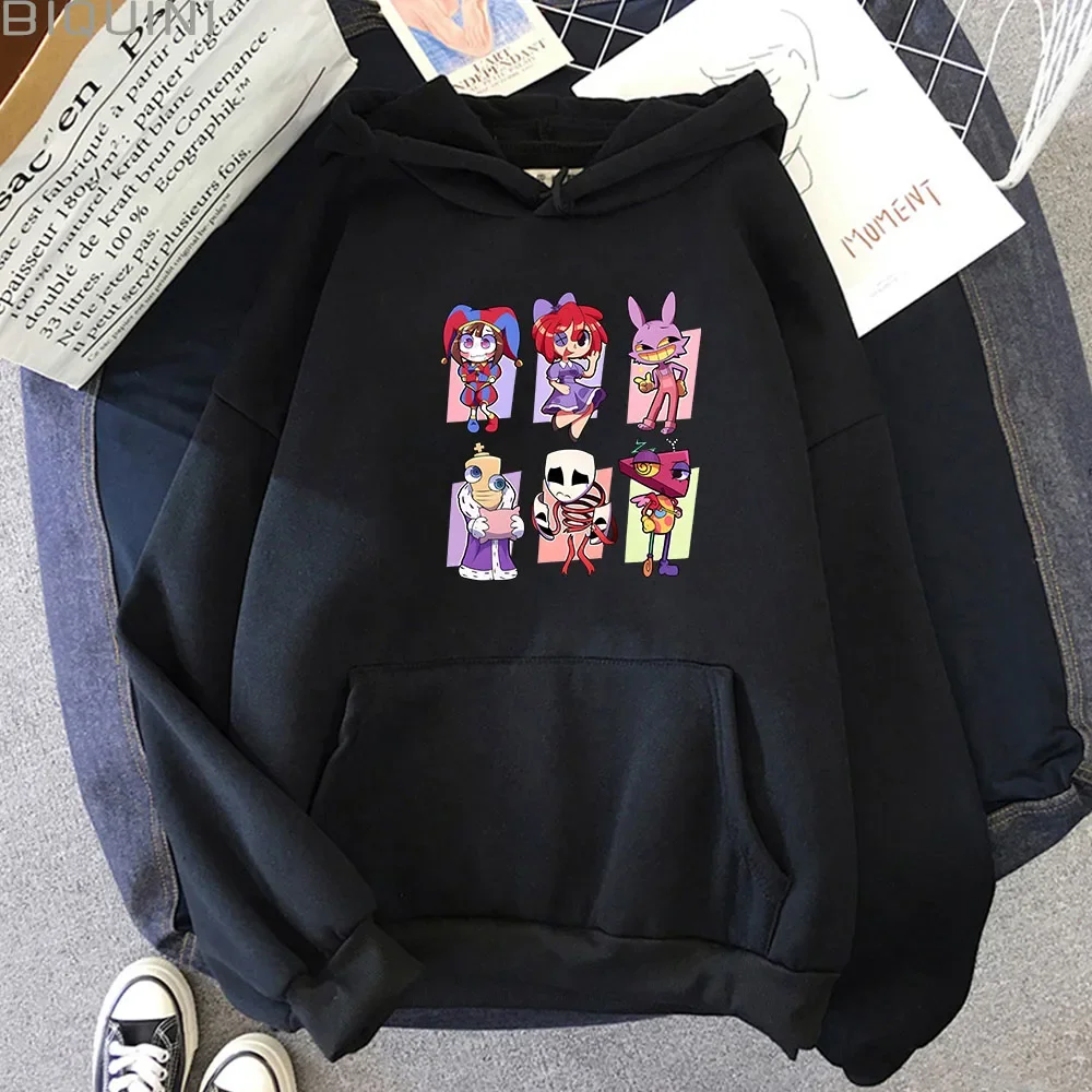 Mehrfarbige erstaunliche digitale Zirkus Hoodies Frauen Harajuku Kawaii Pomni Jax Gangle Kinger Zooble Ragatha Tops Kapuzenpullover