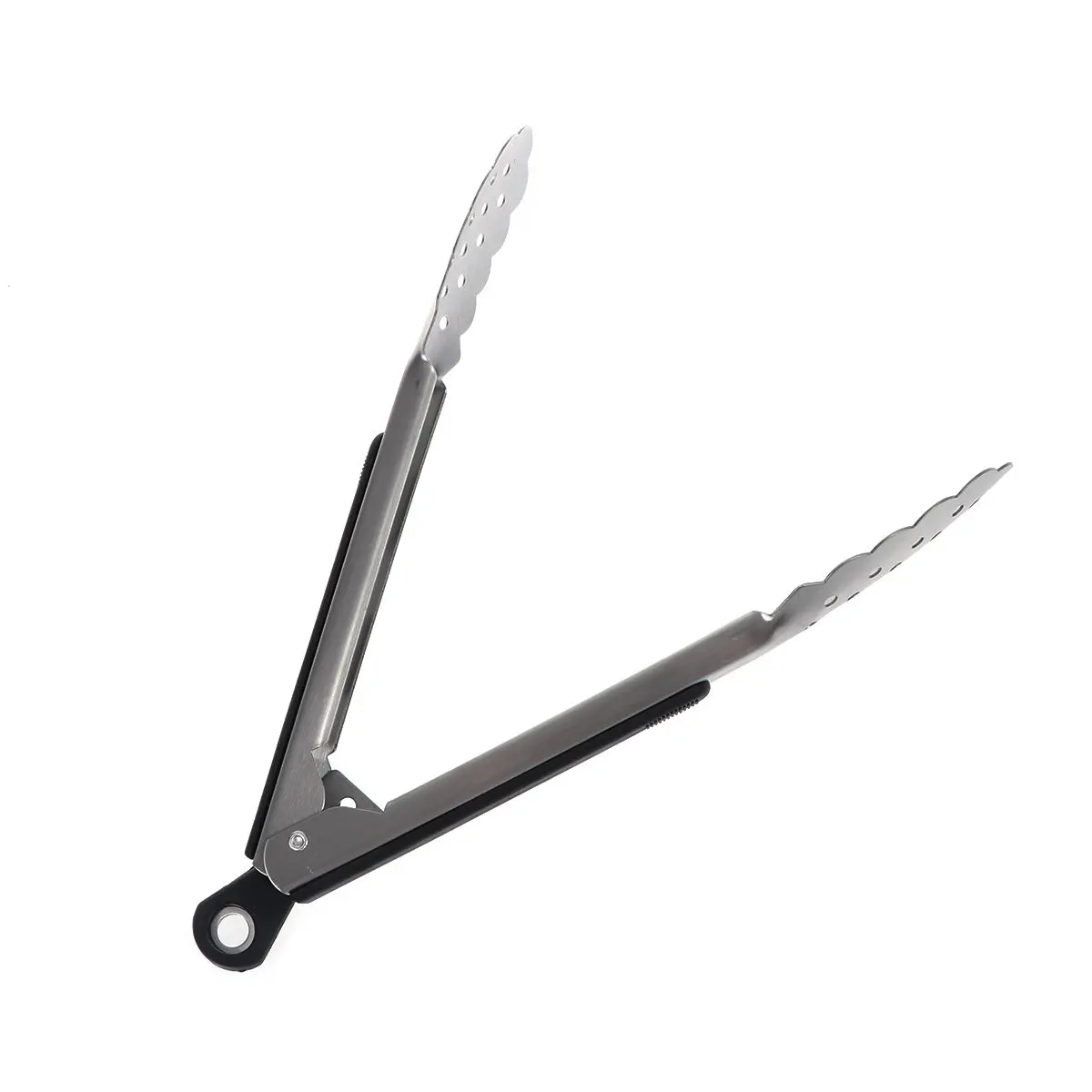 9 Inch Stainless Steel Food Tongs Black Lightweight Corrosion Resistant Long Handle Safe Grip Kitchen Serving Tongs for Home