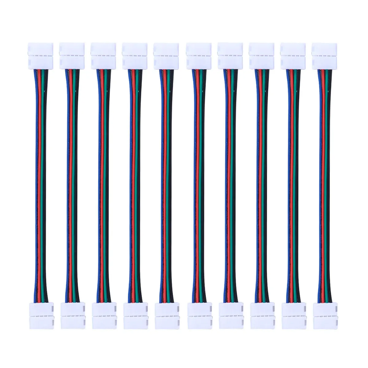 10Pcs LED Connector 4 Pin 10Mm for 5050 LED Strip Light Solderless Jumper Cable Strip Splice Connector Compatible with