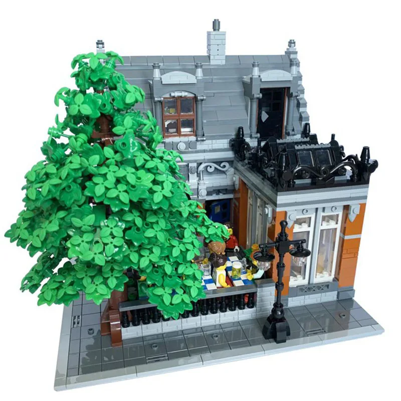 Bloc de construction Moc, modèle de vue de rue, style architectural allemand, maison de bière Gevas, technologie de restaurant, cadeau modulaire, assemblage à monter soi-même
