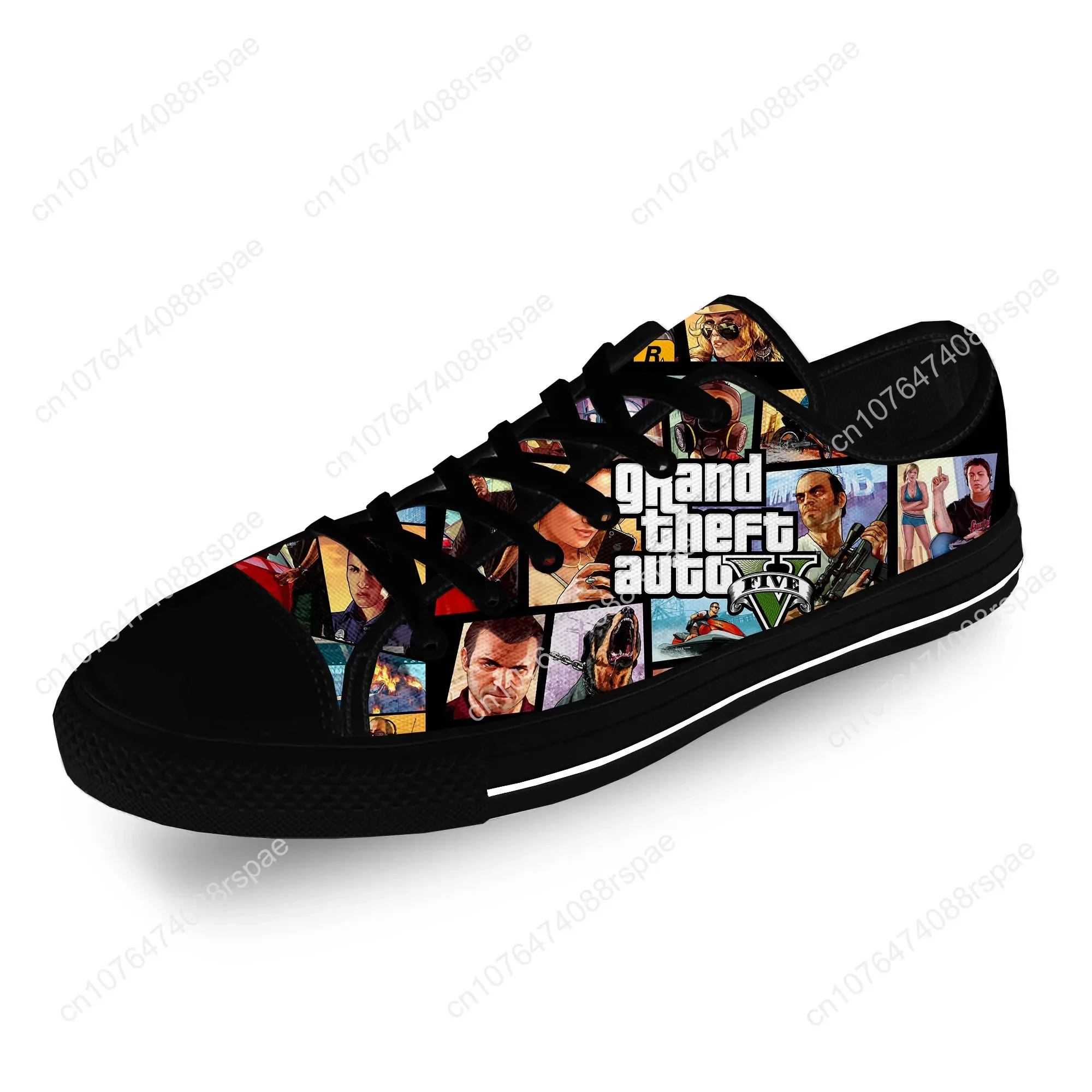 GTA 5 Game Grand Theft Auto Casual Funny Cloth 3D Print Low Top Canvas Fashion Shoes Men Women Lightweight Breathable Sneakers