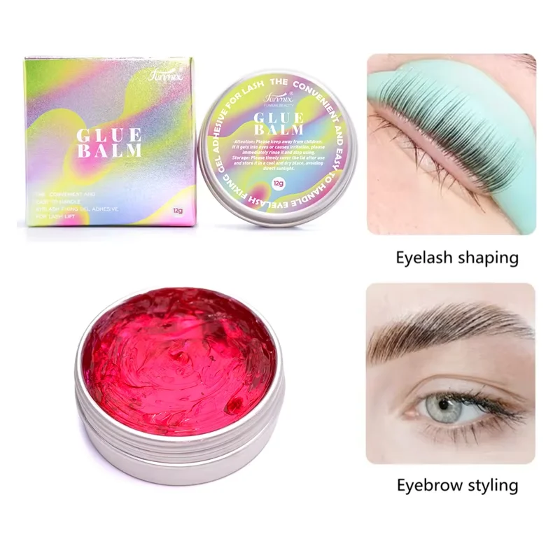 1 セットまつげ固定接着剤ラッシュリフト接着剤固体ゲル非刺激性香りのよい眉毛接着剤リフティングまつげバームメイクアップツール 12 グラム