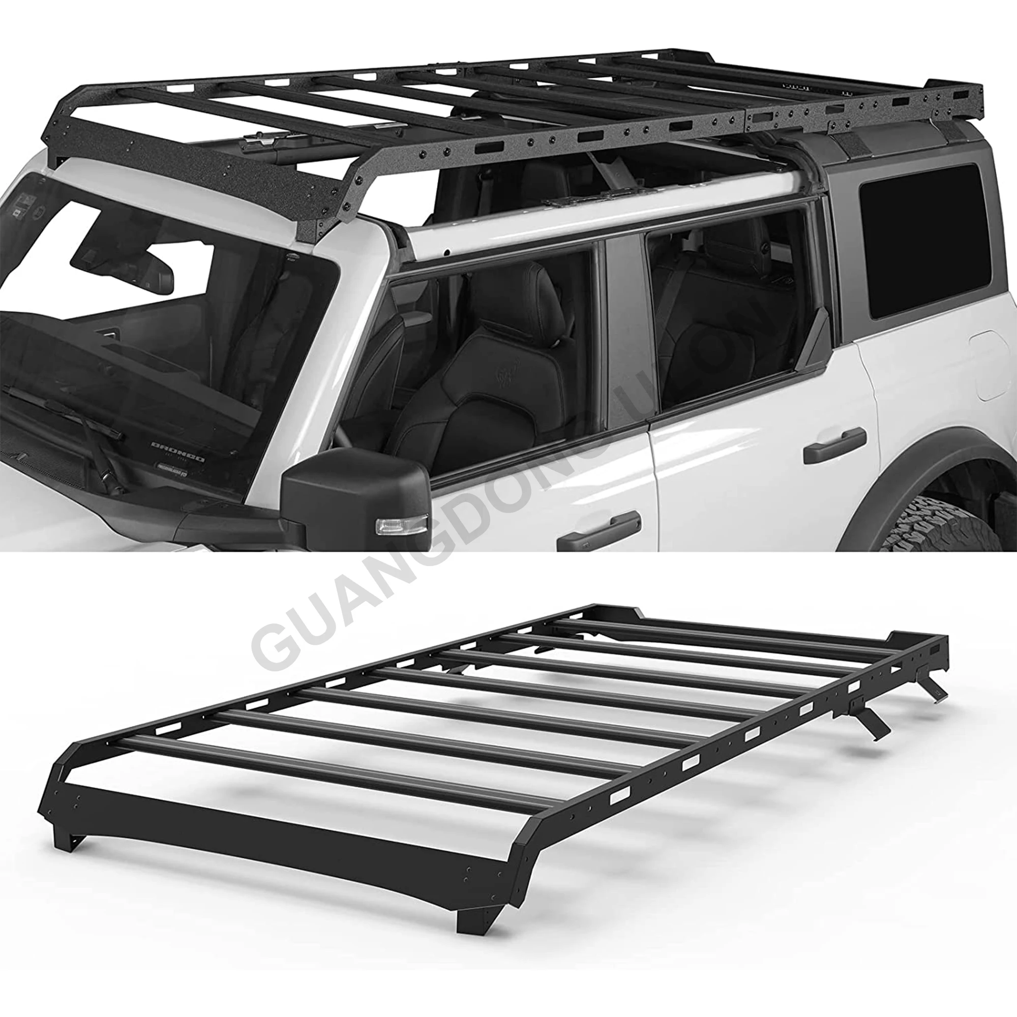 

ULON Bronco Roof Rack Full Length Cargo Basket Cross Bar For Ford 4 Door Hardtop 2021 2022 2023