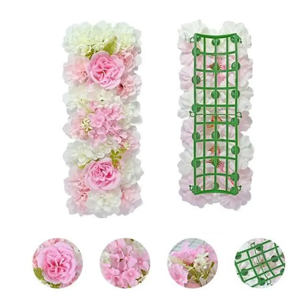 

Simulated Artificial Flower Wall Panel 3D Realistic Fake Flower Backdrop Imitation Plant Silk Rose Flowers