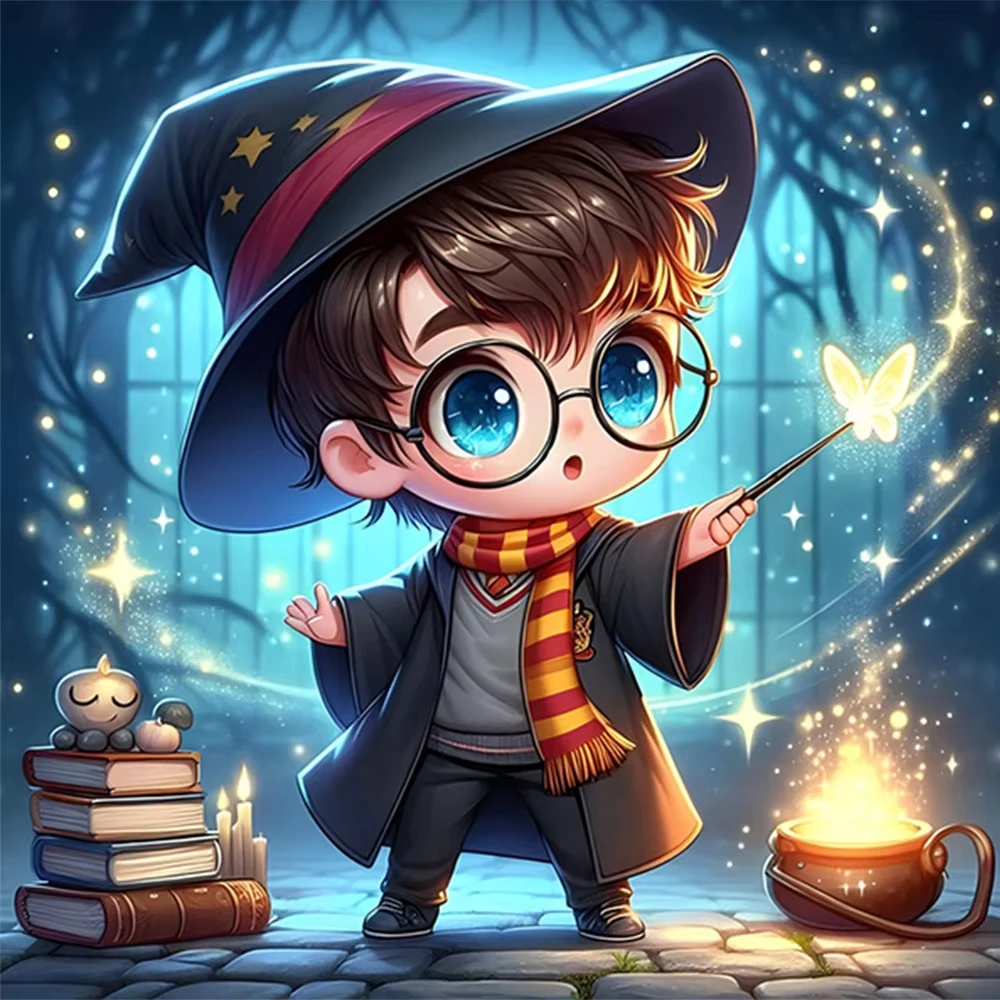 Kit de Pintura de Diamantes 5D de Warner Bros Harry Potter, Diseño de Dibujos Animados, Mosaico, Decoración para el Hogar, Regalo