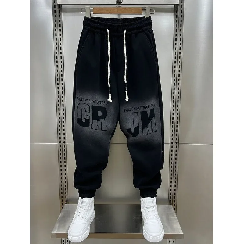 Autumn Wide Leg Pants Letter Print Fashion Casual Sweatpants Street Hip-Hop Pant Gradient Black Trousers Designer Men's Clothing