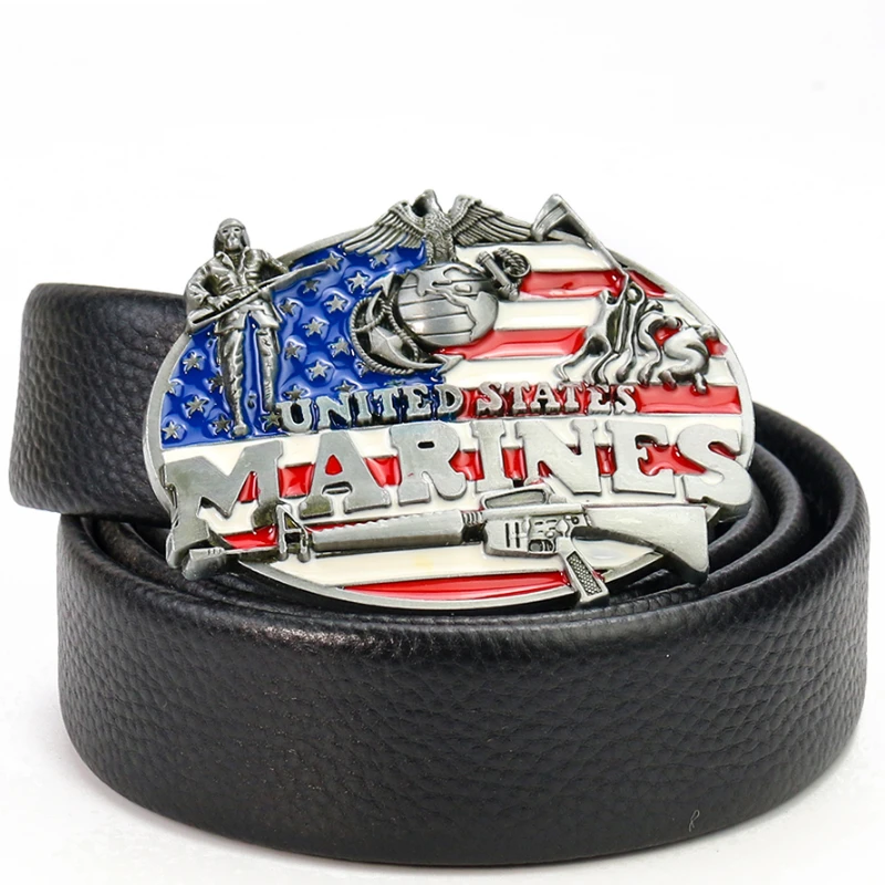 United States Marines American Flag Strap Bald Eagle Belt Leather Craft Metal Belt Buckle Homemade Man Jeans Clothes Decor