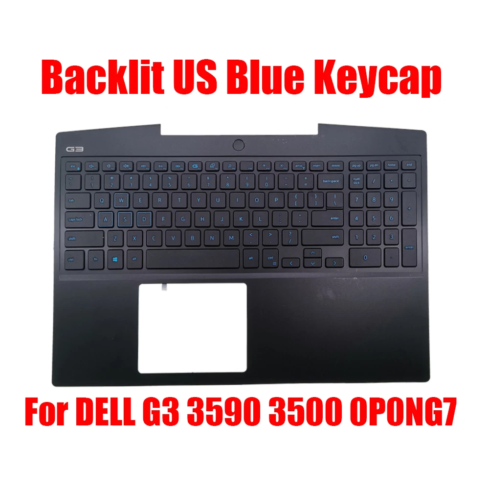 

US Laptop Palmrest For DELL G3 3590 3500 0P0NG7 P0NG7 With Backlit English Keyboard Blue Keycap Upper Case New