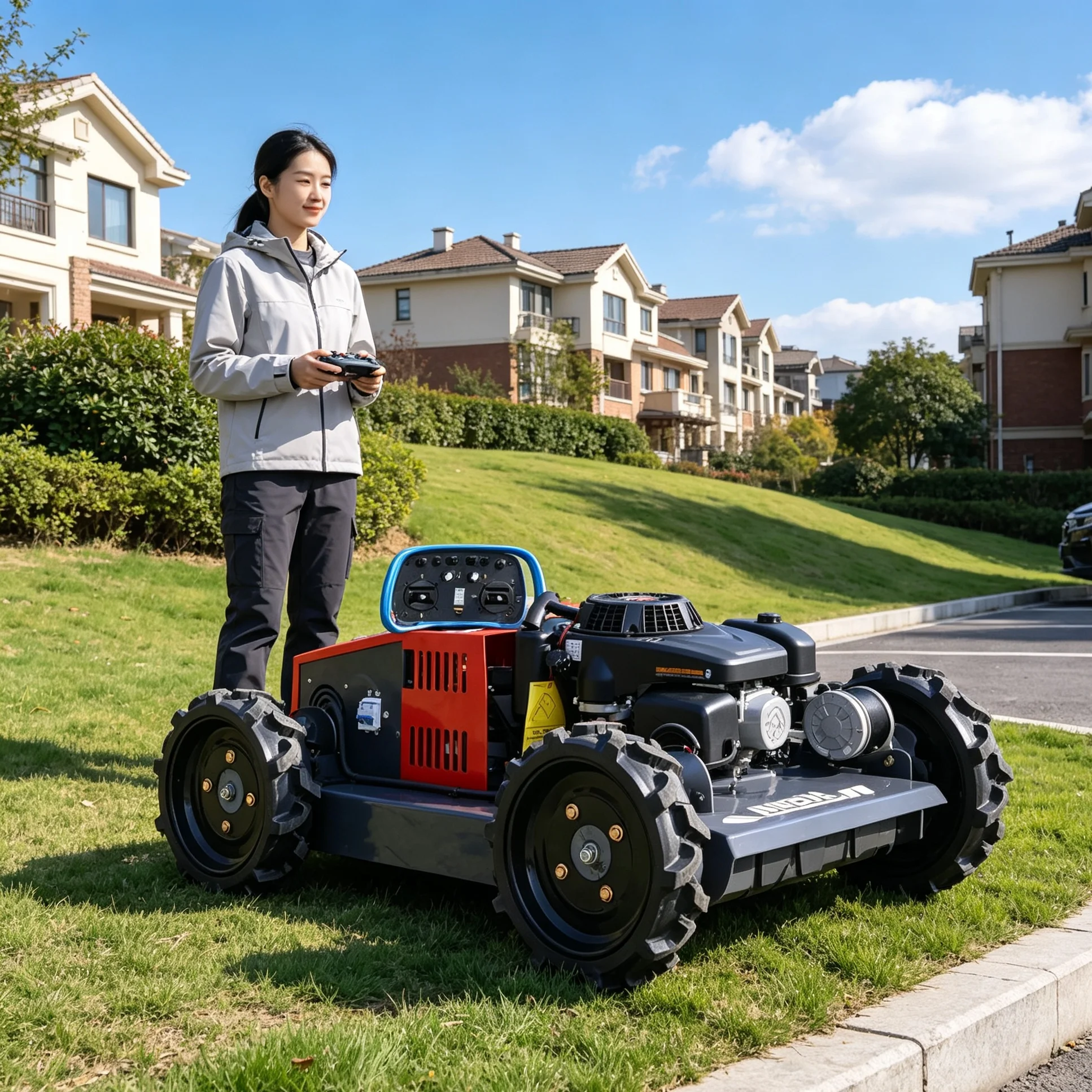 Customized for Nursery Grass Trimming Work, 500W Wheeled Portable Lawn Mower, Compact Light‑Weight, Easy‑Moving Between Differen