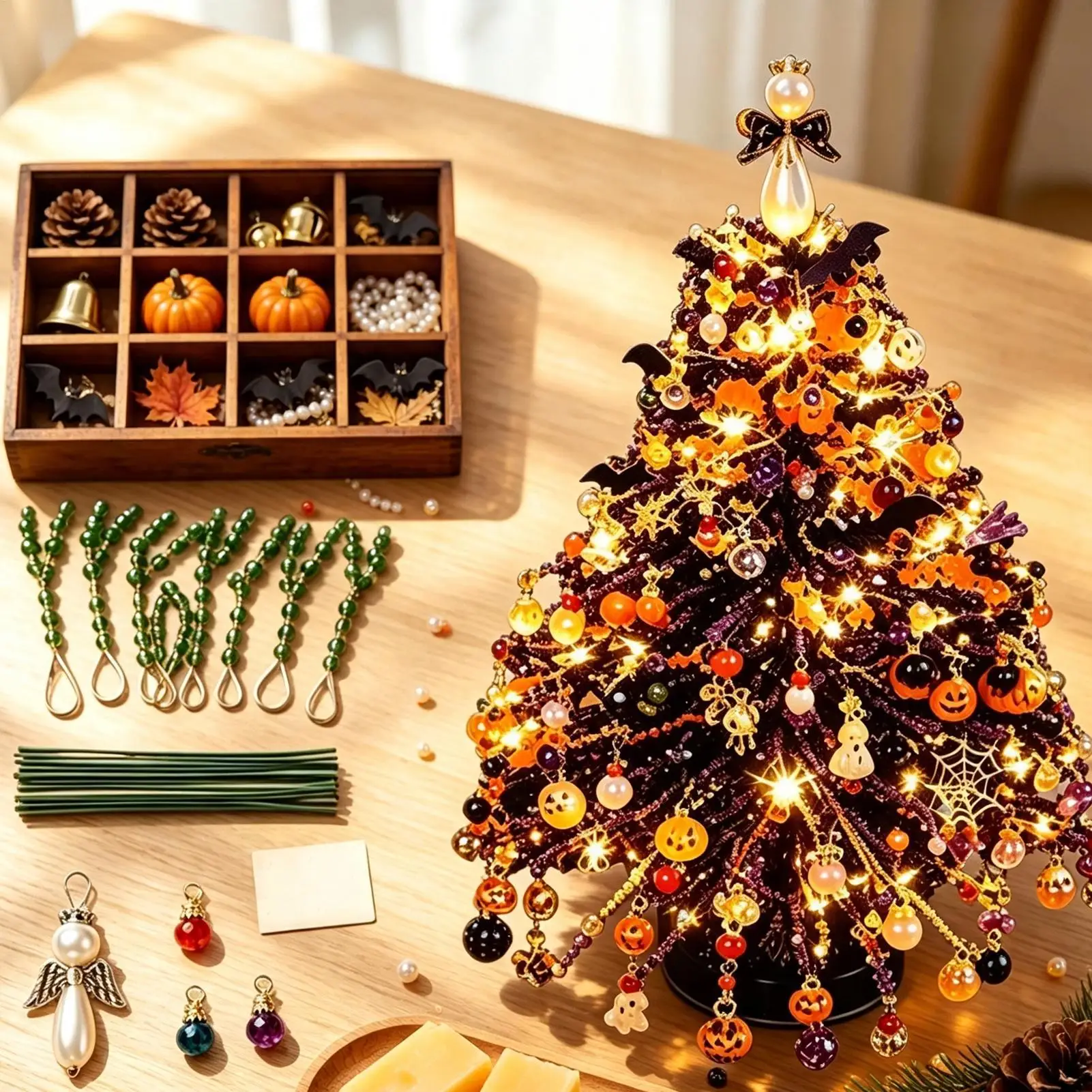 Beaded Christmas Tree Kit Shiny Festive Theme with Instructions Mini Christmas Tree Beading Art for Professionals Enthusiasts