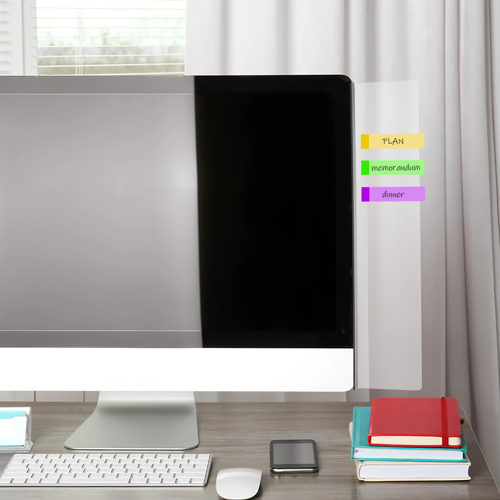 

Computer Message Board Desk Gadget Clear Monitor Memo Side Screen Holder Gadgets for Office Desktop