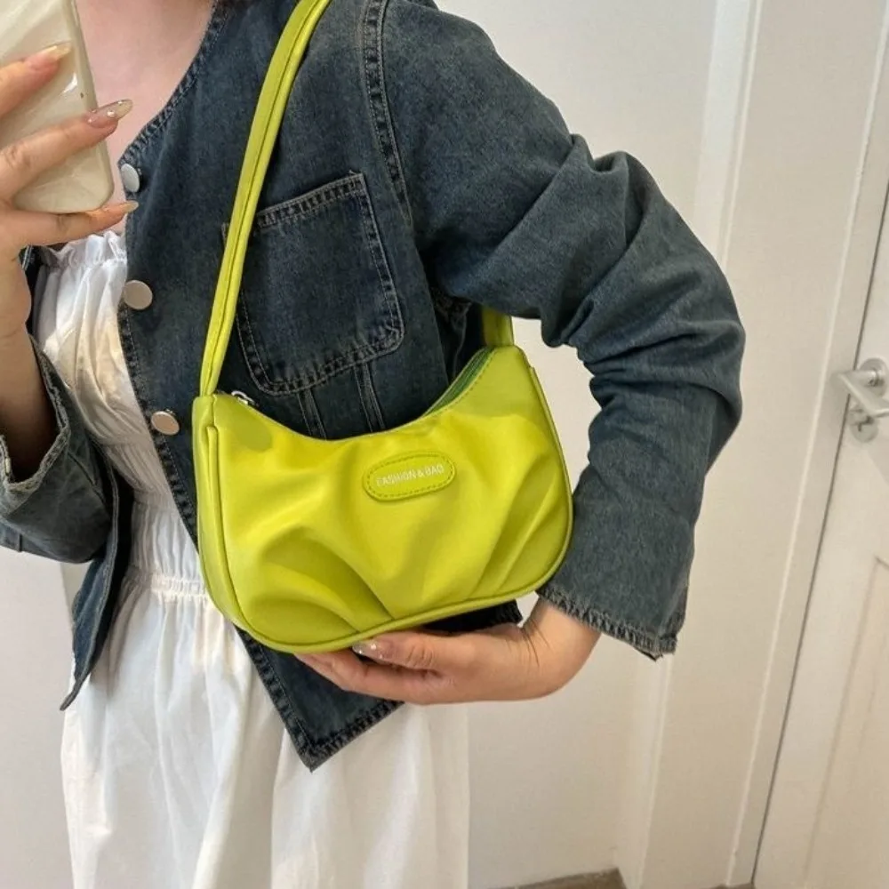 

PU Half-moon Shoulder Bag Large Capacity Phone Bag Y2k Style Underarm Bag Makeup Lipstick Bag Letter Leather Handbag