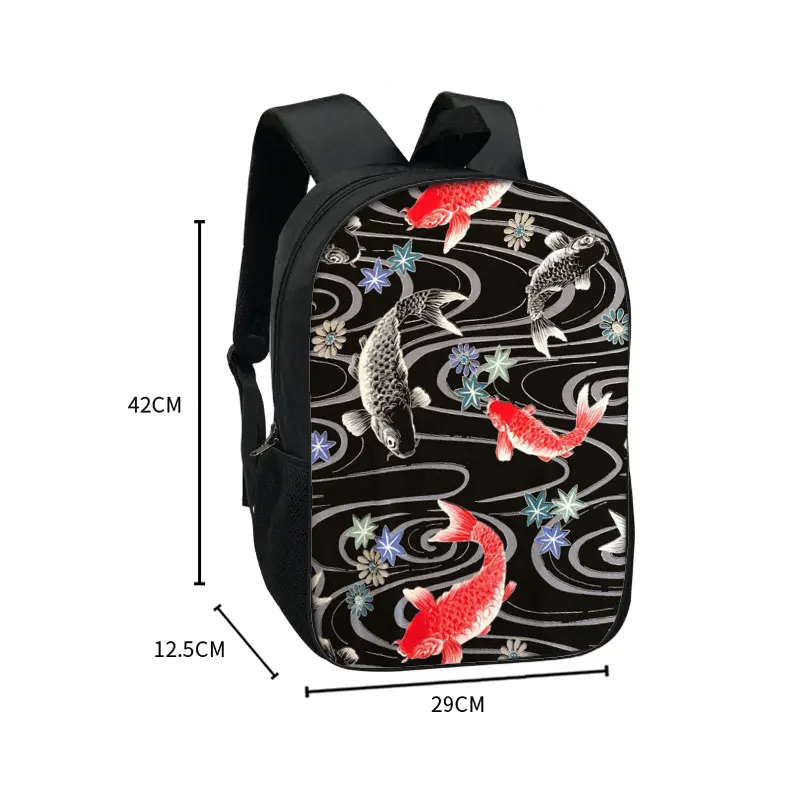 Lively Koi Fish Print Rucksack Women Classical Schoolbag Good Luck Fish Backpack Teenagers Large Capability Student Bags Gift