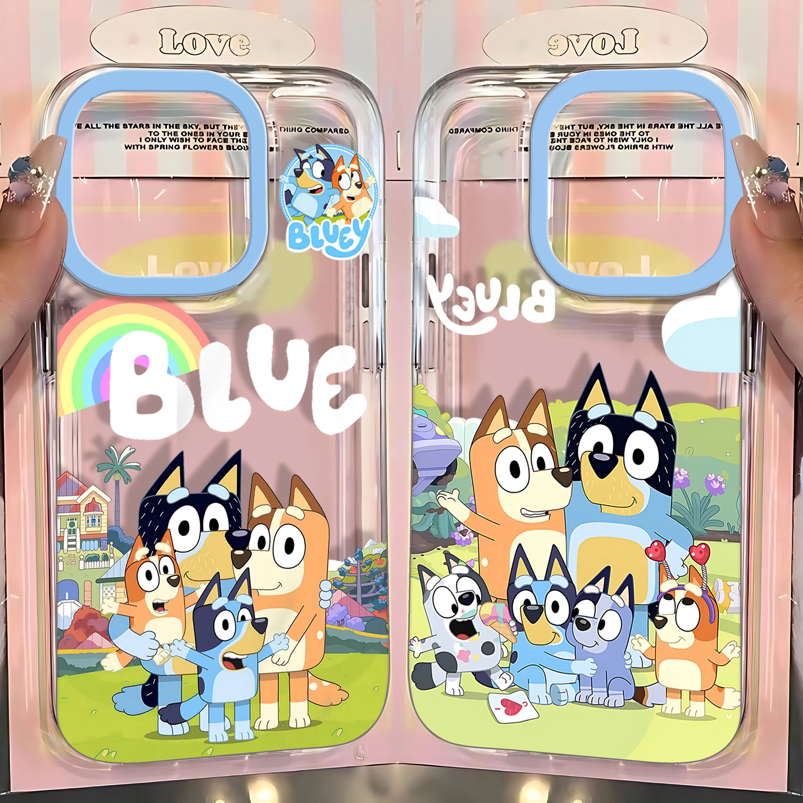 Cute Cartoon B-Blueys Clear Space Phone Case For iPhone 11 12 13 14 15 16 Pro Max Mini X Xs XR 7 8 plus Se2020 Transparent Cover