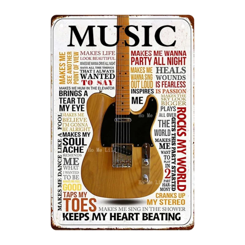 Guitar Metal Signs Vintage Rock Music Wall Decor Man Cave Tin Sign Gym Pool Bar Bathroom Yard Garage Plaque Retro