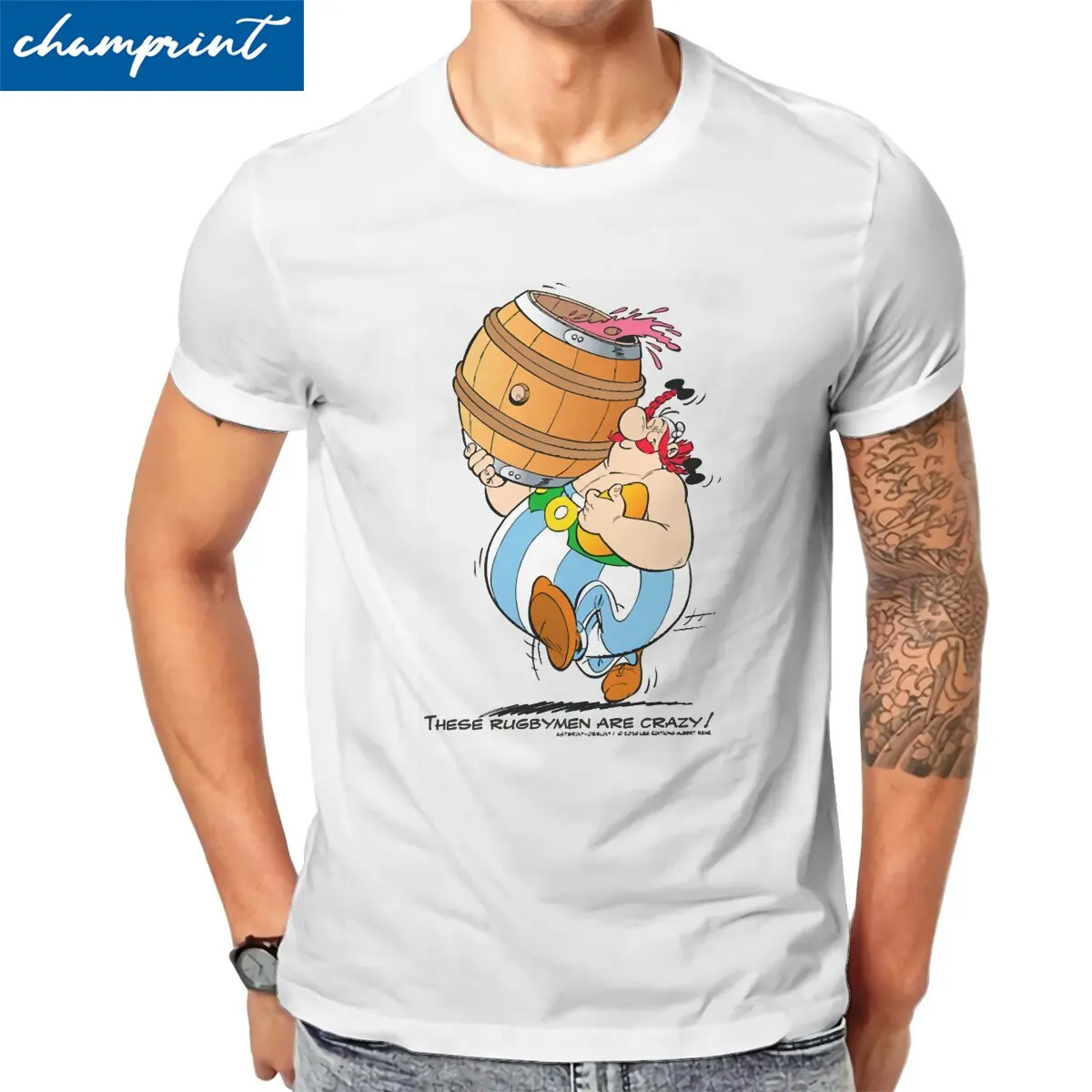 Funny Asterix And Obelix Men\'s T Shirt Anime Cartoon Crazy Tees Short Sleeve Round Collar T-Shirt Cotton Plus Size Clothes