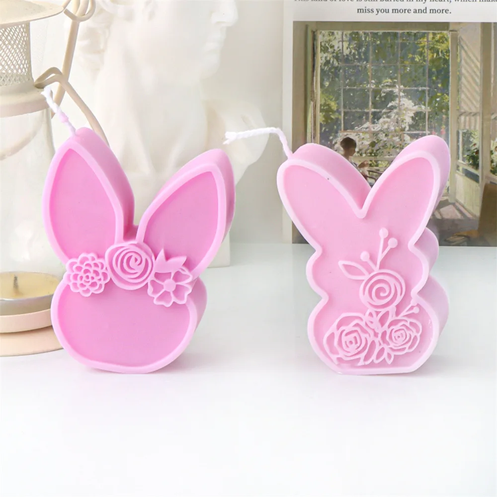 Moule à bougie en silicone pour œufs de Pâques, fleur de lapin, papillon en relief, lapin, arôme, cadeau, instituts de Pâques