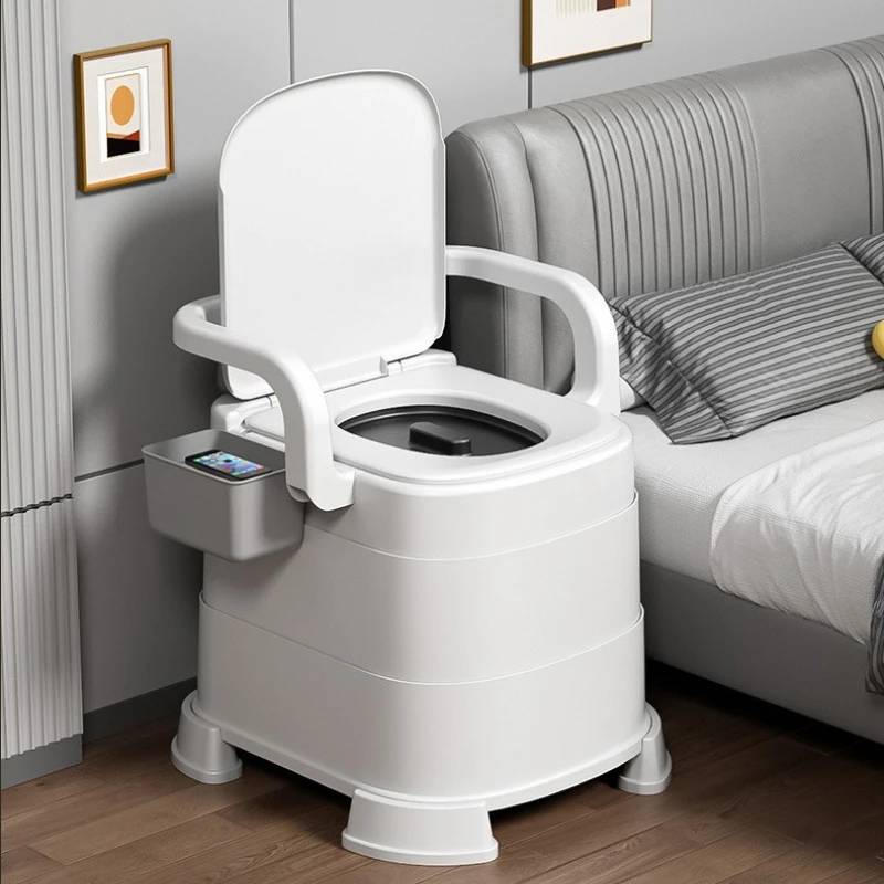 Commode Chair with Wheels Portable Toilet Seat Adjustable Height Mobile Bedside Potty for Elderly Pregnancy