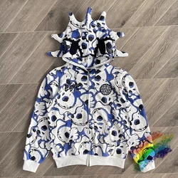 Blue Cartoon Print Camouflage Glo Gang The Glory Full Zip Hoodie Men Women 1:1 High Quality Vintage Hooded