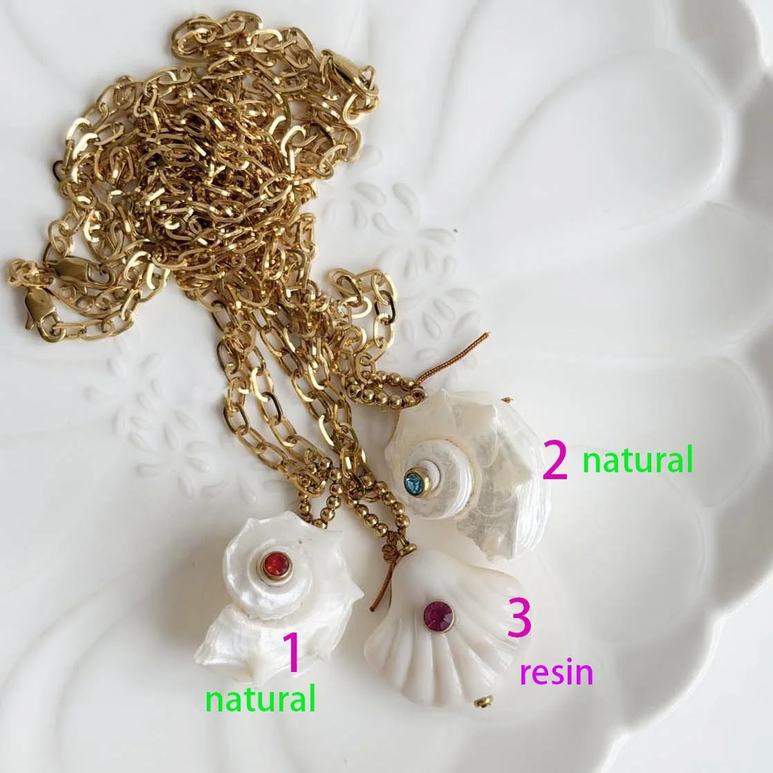 Handmade Stainless Steel Necklace with Natural Shell Beads