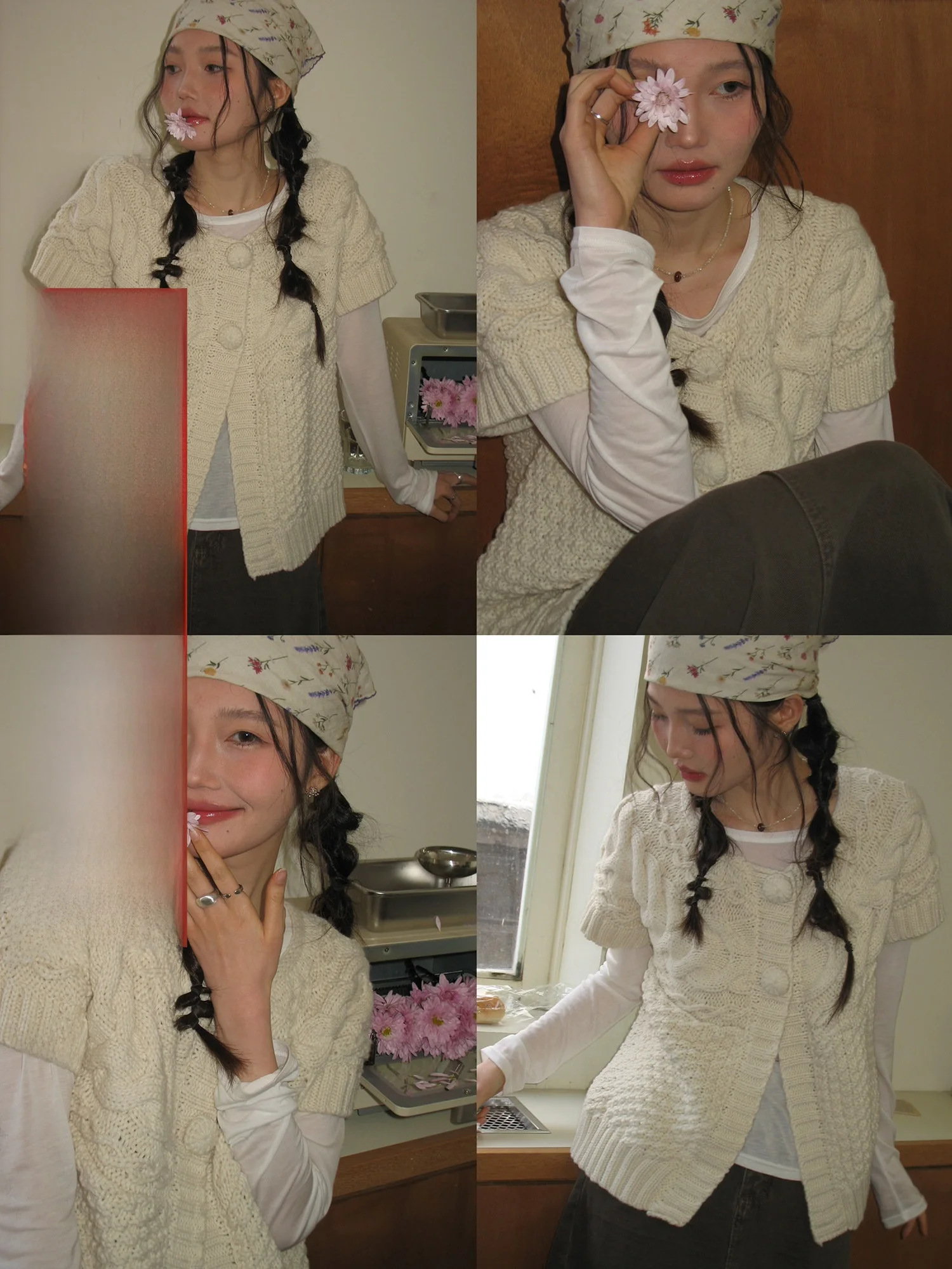 

Loose Fit Knitted ort Sve round Ne Single Button Cardigan Women's Korean Sle Casual Feel Outerwear Top