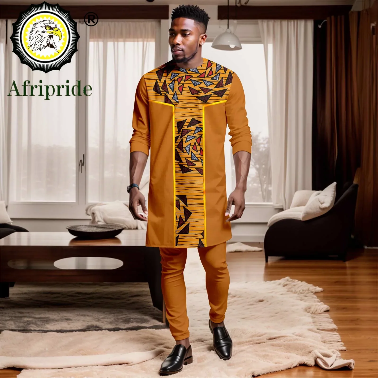 

African Suits for Men Short Sleeve Print Long Shirts and Pants 2 Piece Set Plus Size Casual Tracksuit Dashiki Outfits A2316093