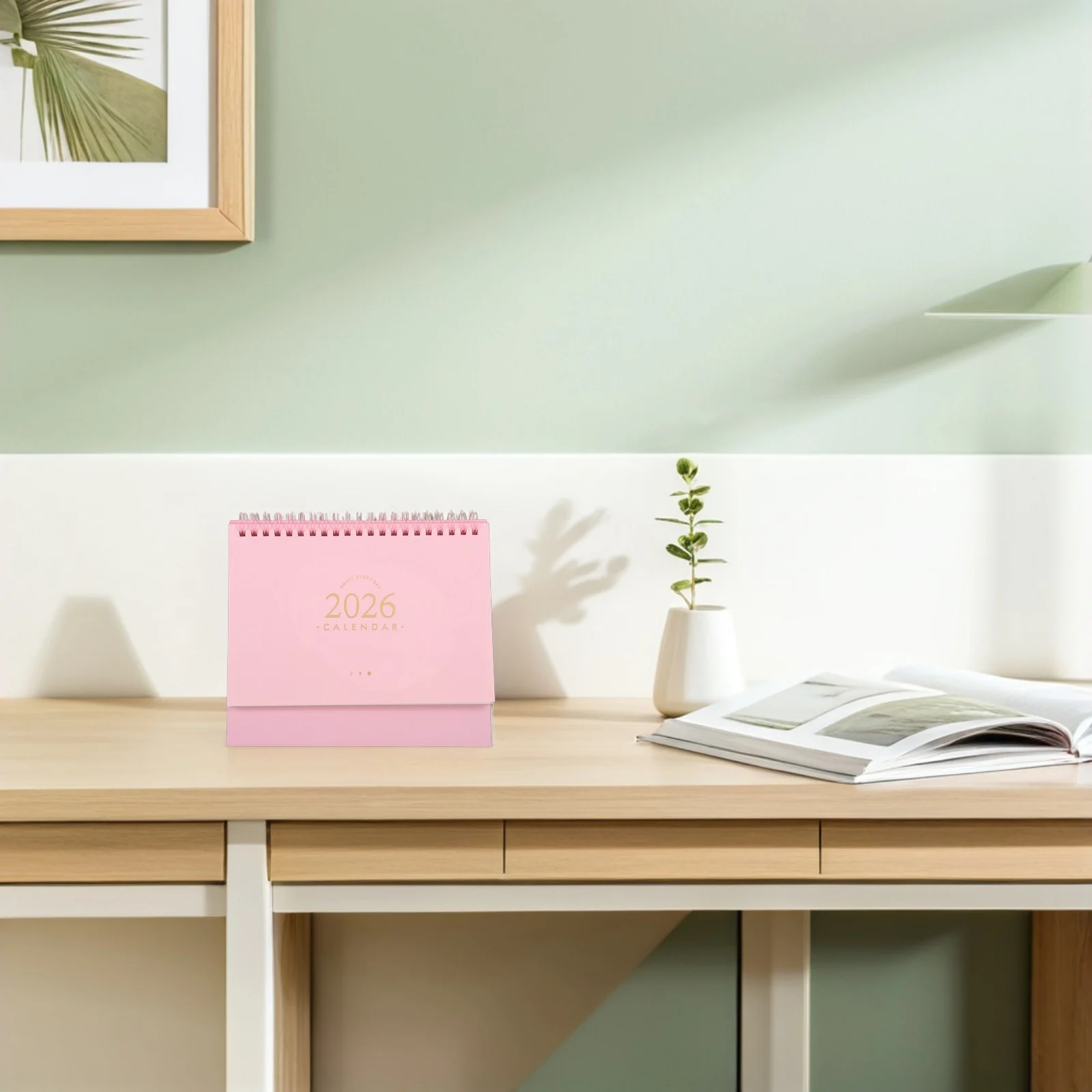 

Office Desk 2026 Calendar Essentials Small Supplies Aesthetic Pink Mini Student