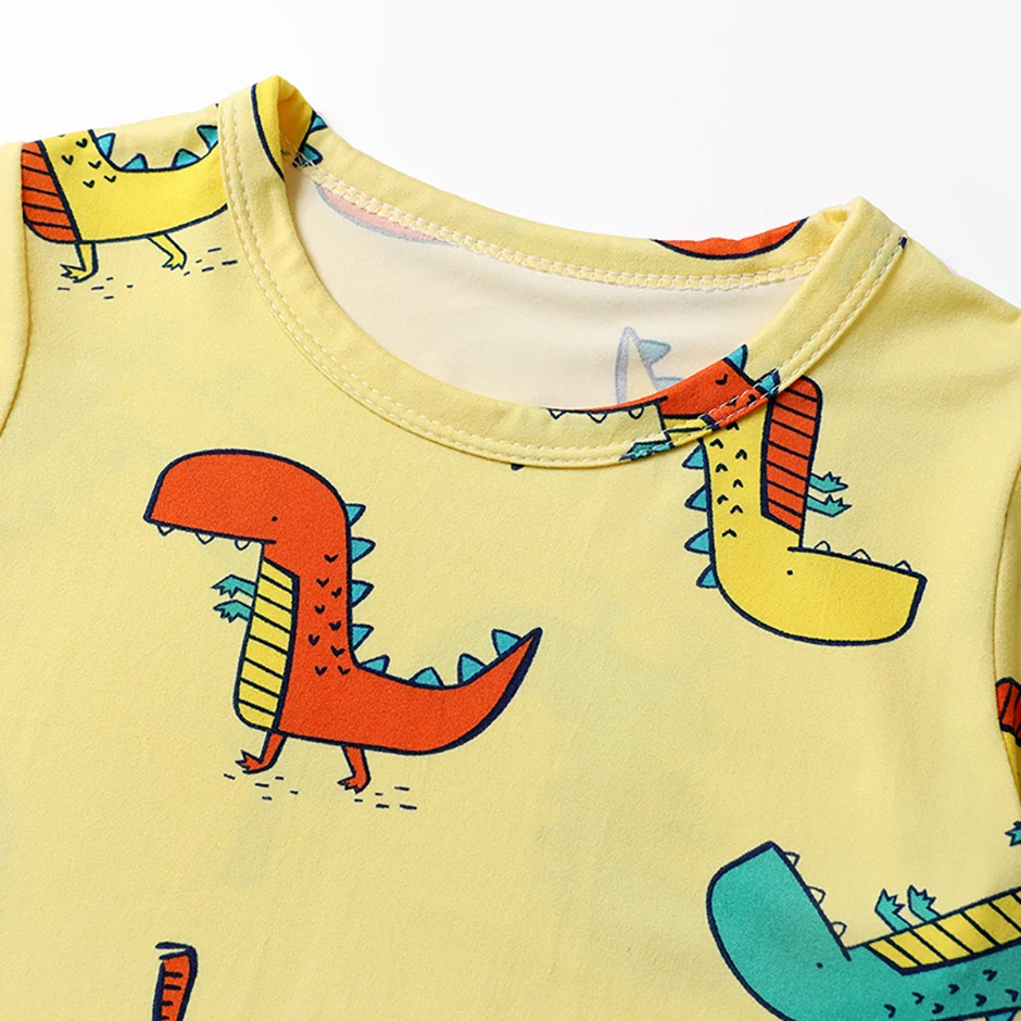 2-tlg. Kinder Sommer Mode Druck Hause Kleidung Anzug Junge Bequeme Joker Dinosaurier Kurzen ärmeln Mädchen Süße Rosa shorts Anzug – Detail 29