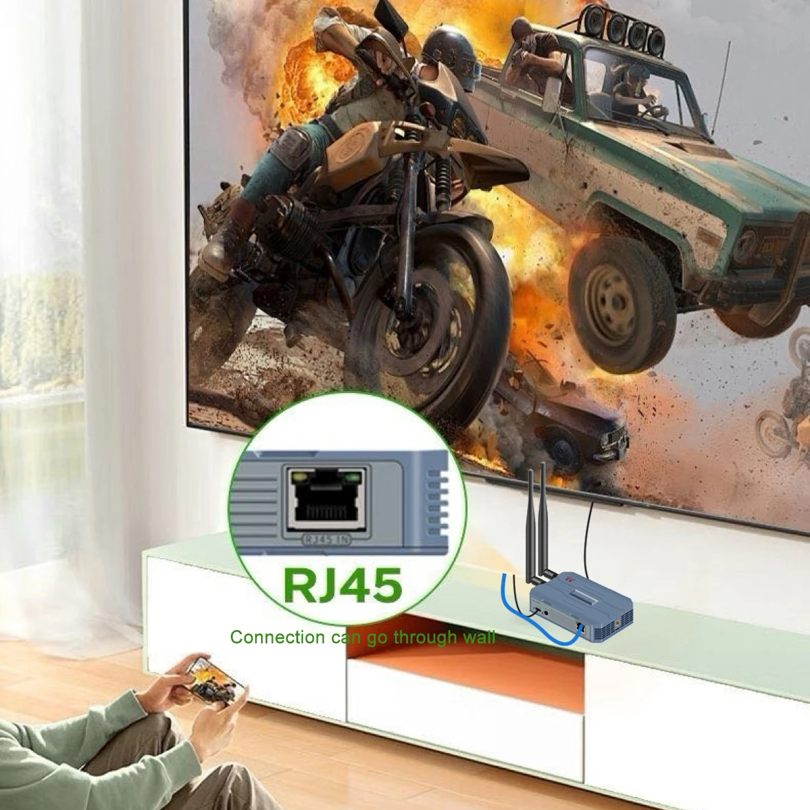 เครื่องส่งสัญญาณวิดีโอไร้สาย 1080p 4K 250M และตัวรับสัญญาณ HDMI Extender Adapter สำหรับสะท้อนหน้าจอ กล้อง คอมพิวเตอร์ไปยังทีวีหรือจอภาพ