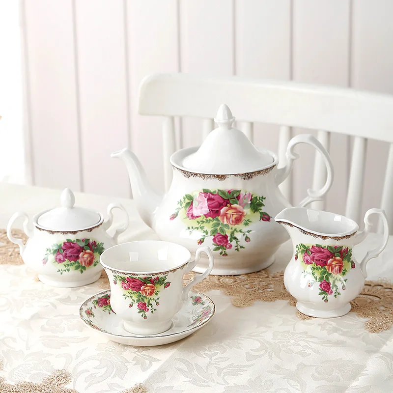 Rose Teapot Tea Cup Set European new bone china Phnom Penh coffee pot coffee cup afternoon tea household gift tea set