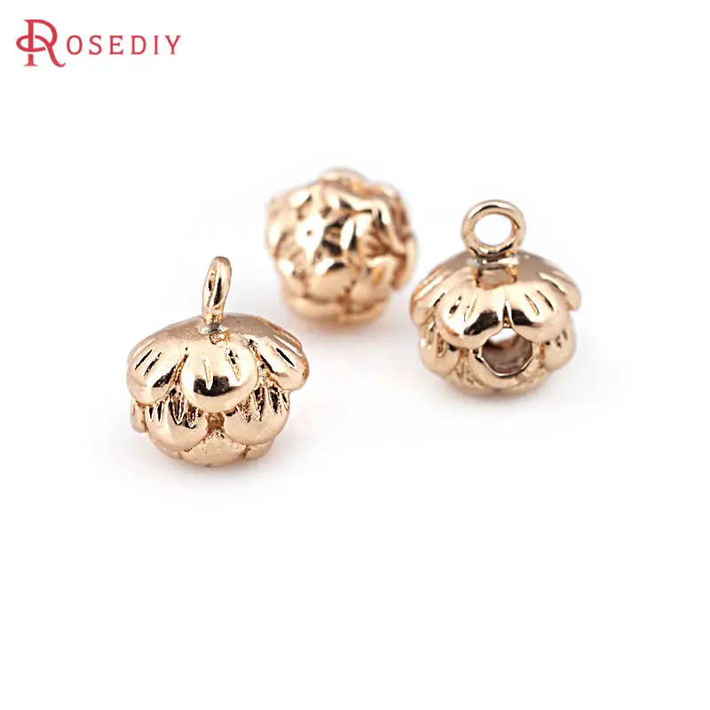 

18K Gold Color Brass Lotus Beads Charms Connector High Quality Diy Jewelry Making Supplies Necklace Earrings Accessories