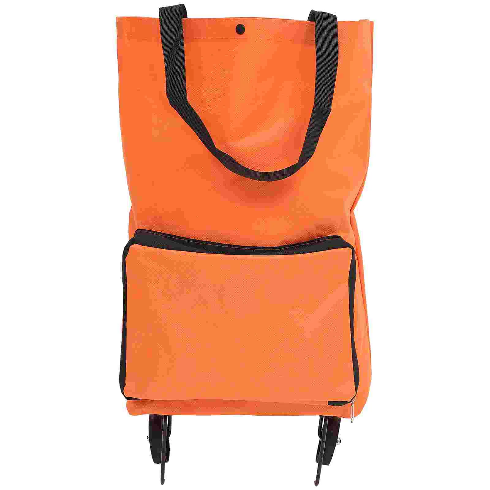 

Shopping Cart Tug Bag Wagons Carts Foldable Grocery Tote Collapsible Orange Large Capacity