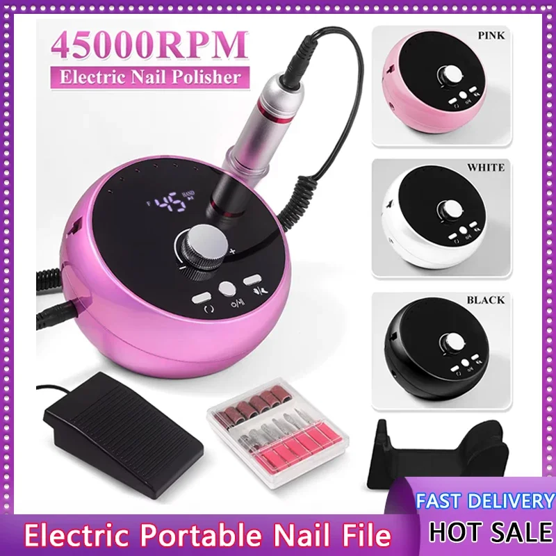 

Профессиональная маникюрная дрель, 45000 об/мин, электрическая дрель для ногтей, белая, розовая, фиолетовая, шлифовальная машина для ногтей, гель для удаления кутикулы