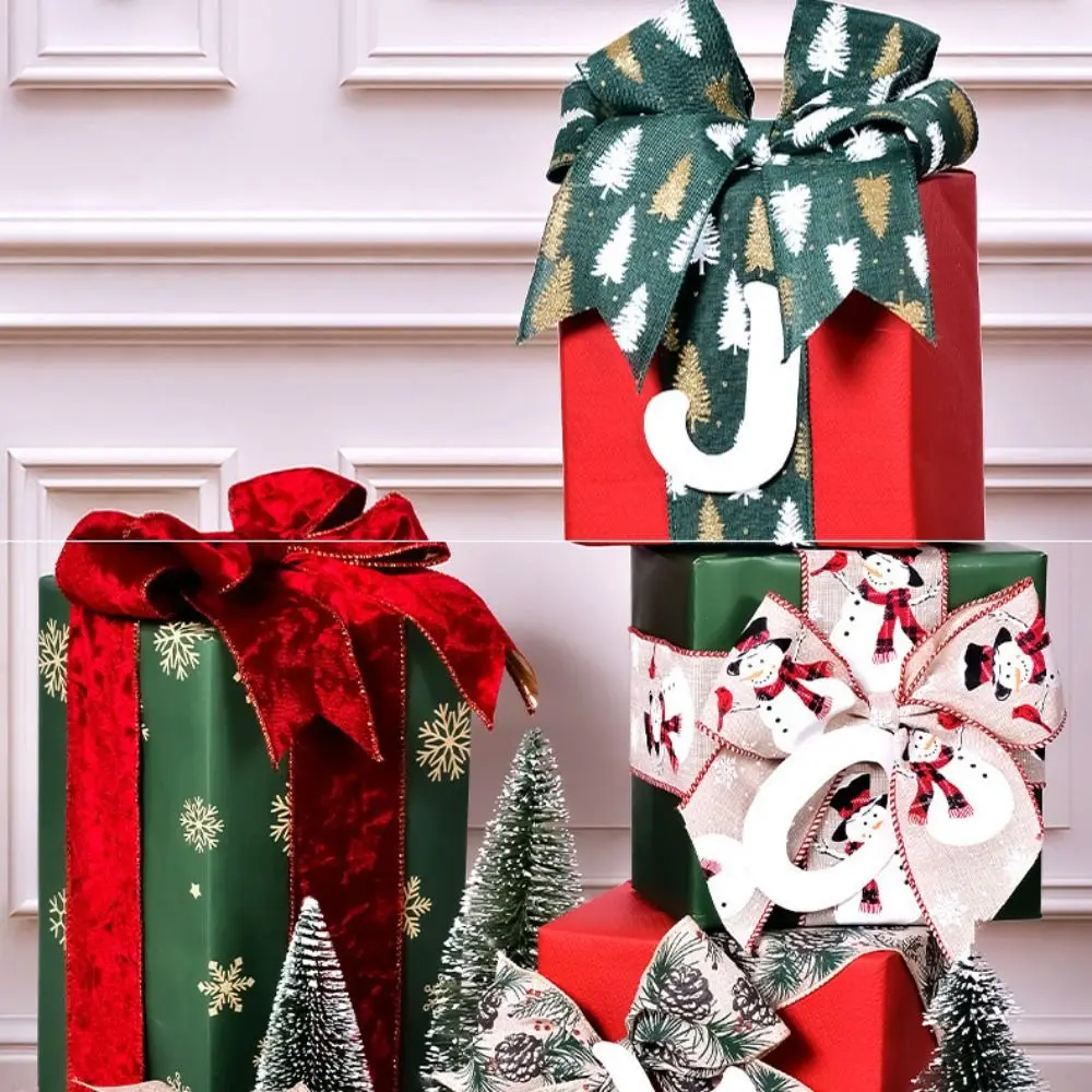 

9Metres/roll Cartoon Christmas Ribbons Christmas Tree Snowman Gift Wrapping Ribbons Snowflake Decorative DIY Wreath Bows Ribbons