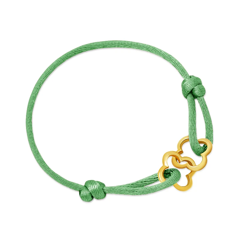 MOONLIGHT Adjustable Double Four Leaf Clover Charm Bracelet For Women Classic Silk Rope Bracelet Fashion Jewelry Party Gifts