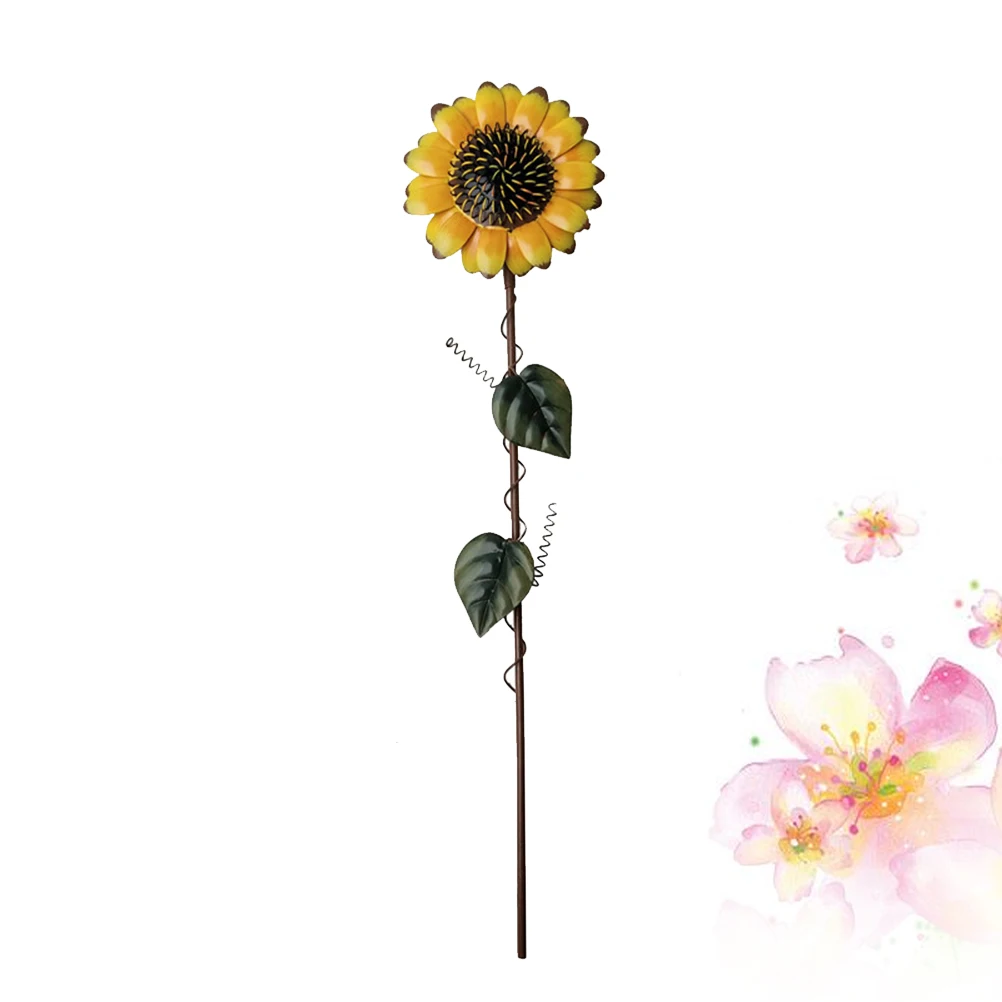 

Sunflower Garden Stakes Decorative Plant Ornaments Yellow Pattern Rustic Design Sturdy Material Long Use