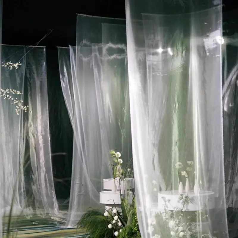 

Water Shiny Surface Modeling Gauze Curtain, Wedding Scene , Flowing Gauze Stage Ceiling Hanging Wall Backdrops Decoration 100 M