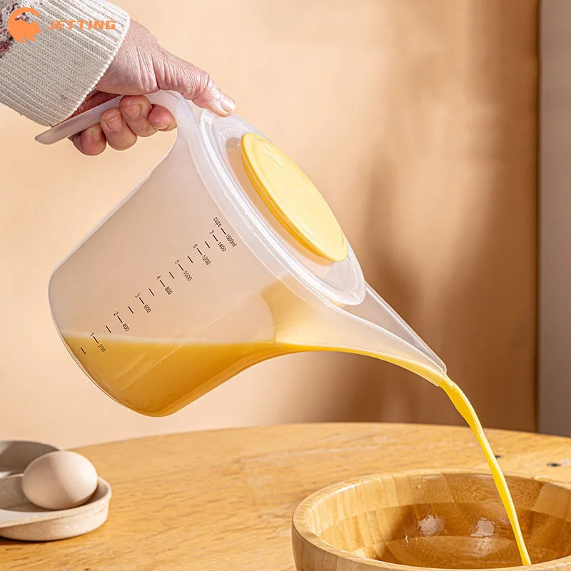Plastic Clear 1500ml Large Capacity Graduated Measuring Cup Baking Measuring Cup Scale With Lid Household Baking Tool