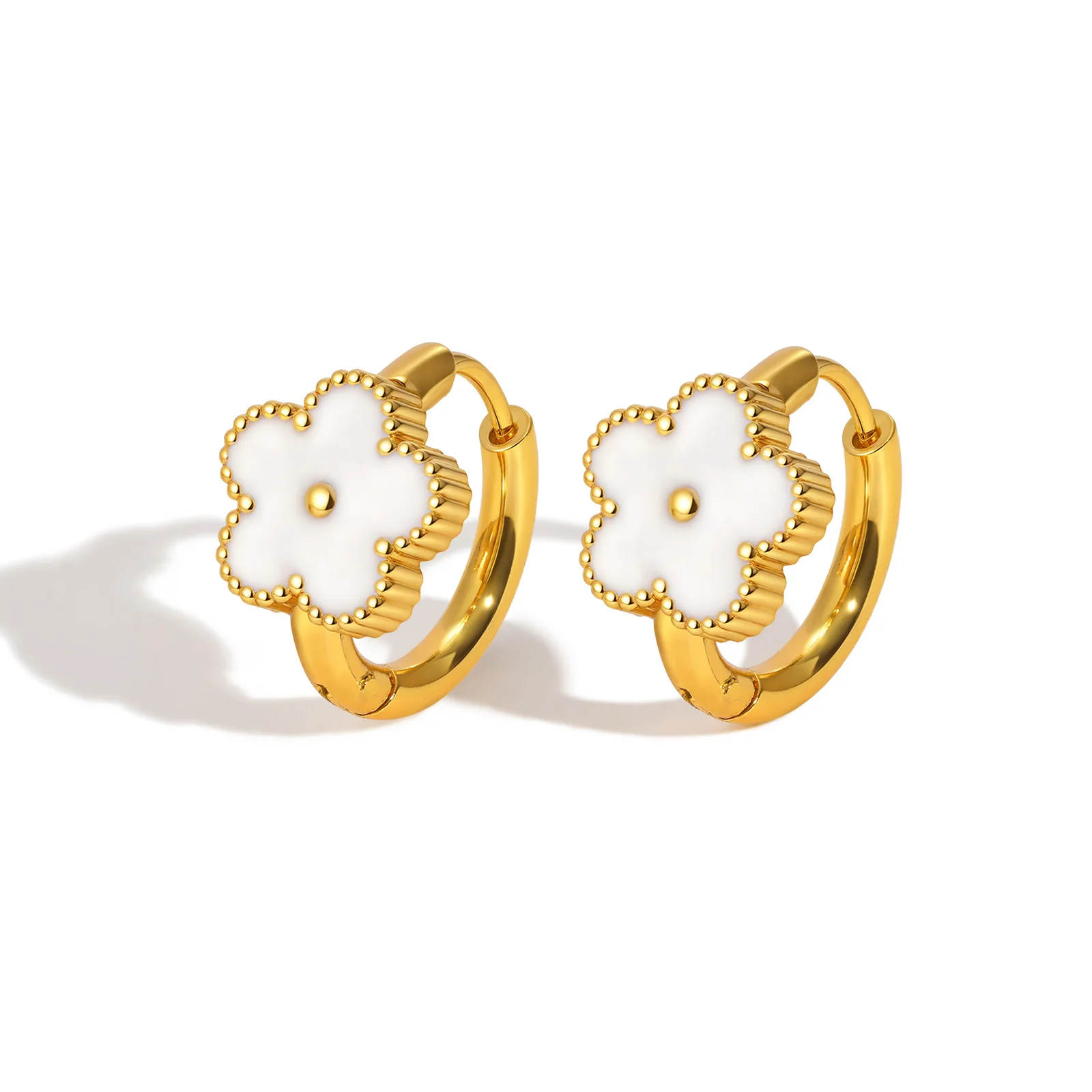 

Elegant Cinquefoil Flower Earrings for Women,Gold Plated Stainless Steel Earrings,Fashion Jewellery Gift
