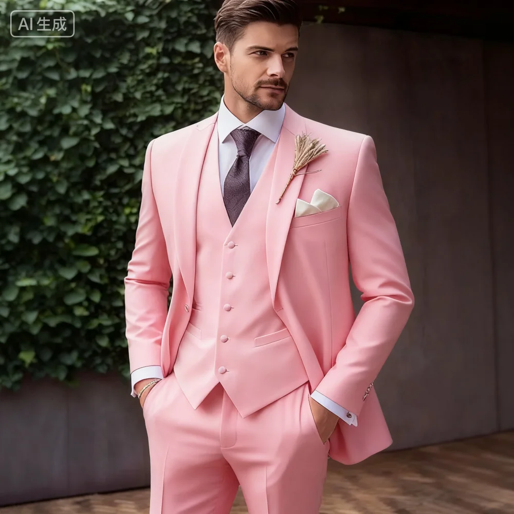 سترة سهرة إيطالية مكونة من 3 قطع باللون الأزرق الداكن بقصة ضيقة لرفقاء الزفاف مع سترة بيضاء وأزرار أكمام طية صدر السترة #4