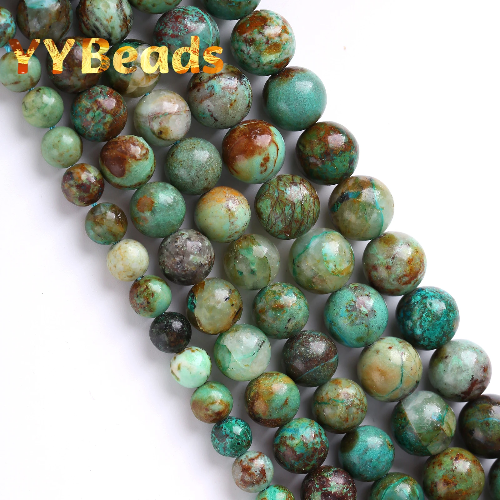 

Semi-precious Peacock Green Turquoises Stone Beads For Jewelry Making Energy Round Loose Beads DIY Bracelets 4 6 8 10 12mm 15"