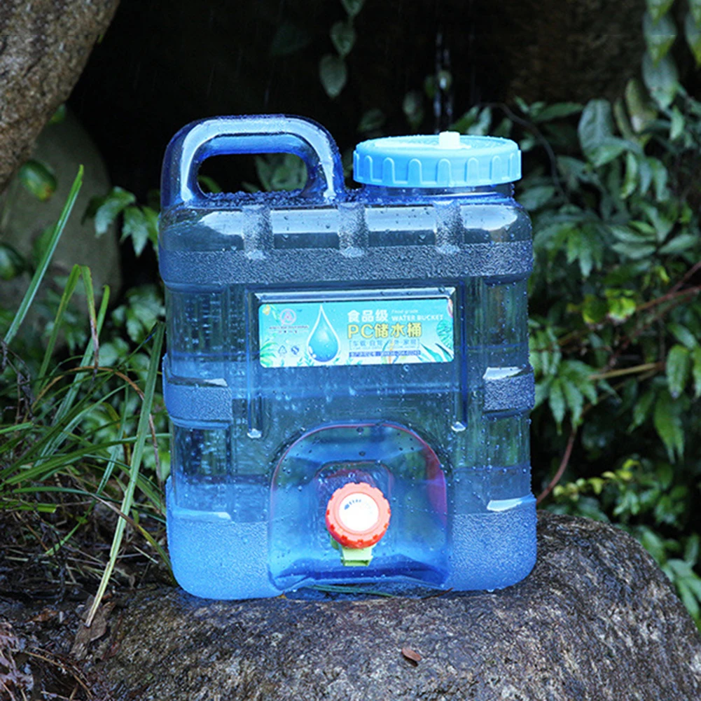 7.5/10/15L Water Storage Bucket Portable Camping Water Container Food Grade Large-Capacity with Faucet Outdoor Supplies