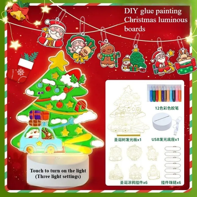 

DIY graffiti keychain pendant,without baking crystal glue, Christmas children's toy gift set,Puzzle handmade toys