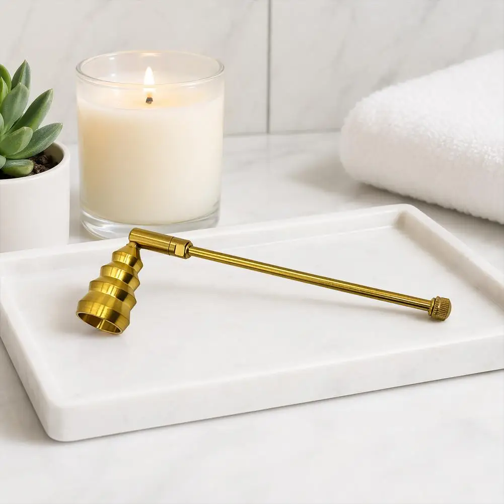 Candle Extinguisher Tool Candle Extinguishing Cover with Long Handle Bell-shaped Aluminum Snuffer Iron Candlestick for Safe