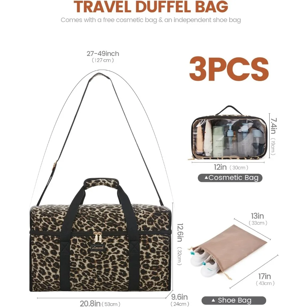 مجموعة حقيبة حمل لعطلة نهاية الأسبوع مع أدوات الزينة وجيب مبلل، واق من 3 قطع للسفر للرحلات الليلية #4