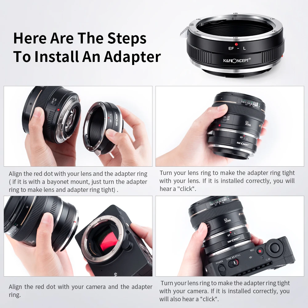 K&F Concept EOS to LSL Lens Adapter Canon EOS EF EFS Mount Lens to Leica TL TL2 CL SL SL2 Panasonic S1 S1R S1H S5 Sigma fp fpL