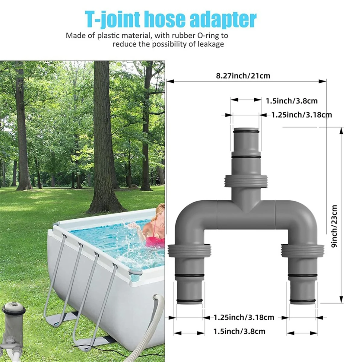 Connettore per tubo flessibile per piscina UNCL Connettore per tubo flessibile per piscina con giunto a tre vie da 1,5 pollici