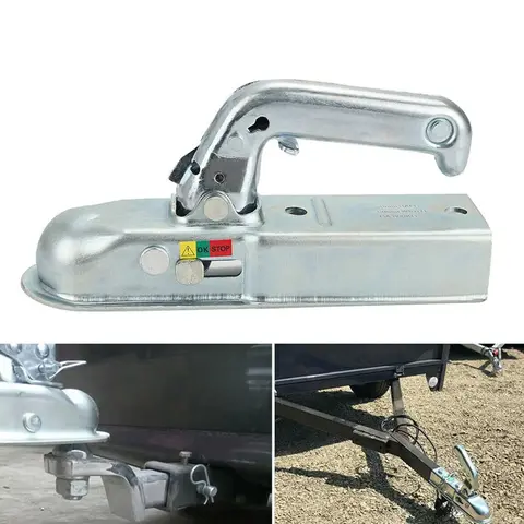 트레일러 커플링 히치 50mm 미브레이크 트레일러용 압축 강철 최대 750kg 트레일러 히치 견인 커플러 마운트